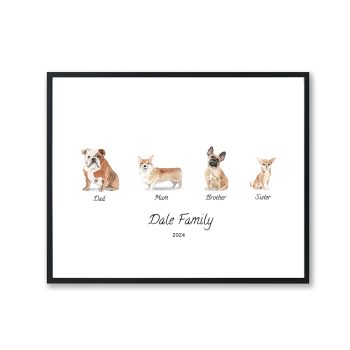 Personalised Dog Family Art Print